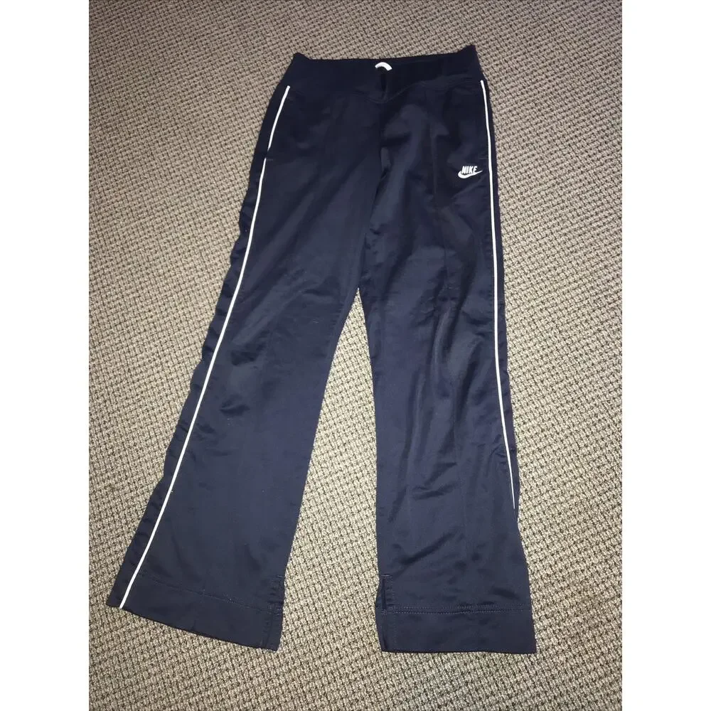 Nike Youth Large Navy Blue Sweatpants Track Pants White Piping Joggers L